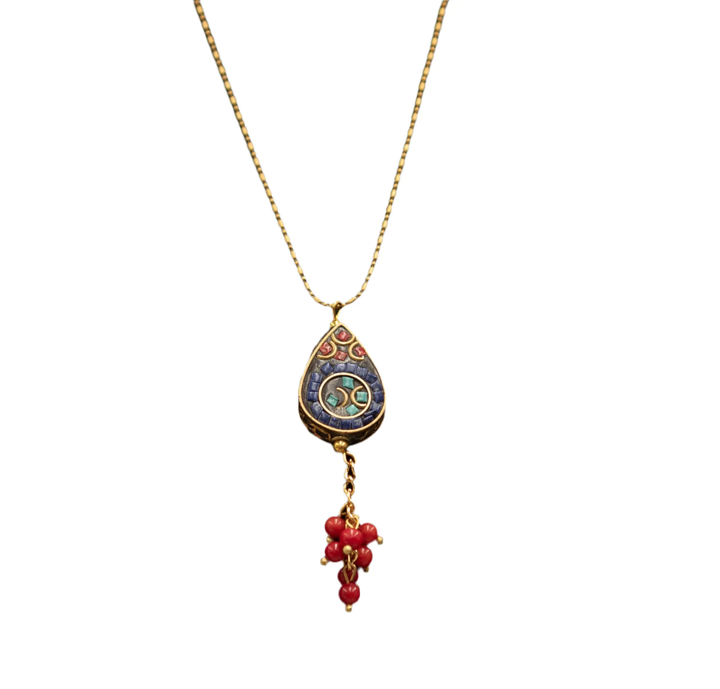 Brass Mosaic Teardrop Necklace Hey Bou