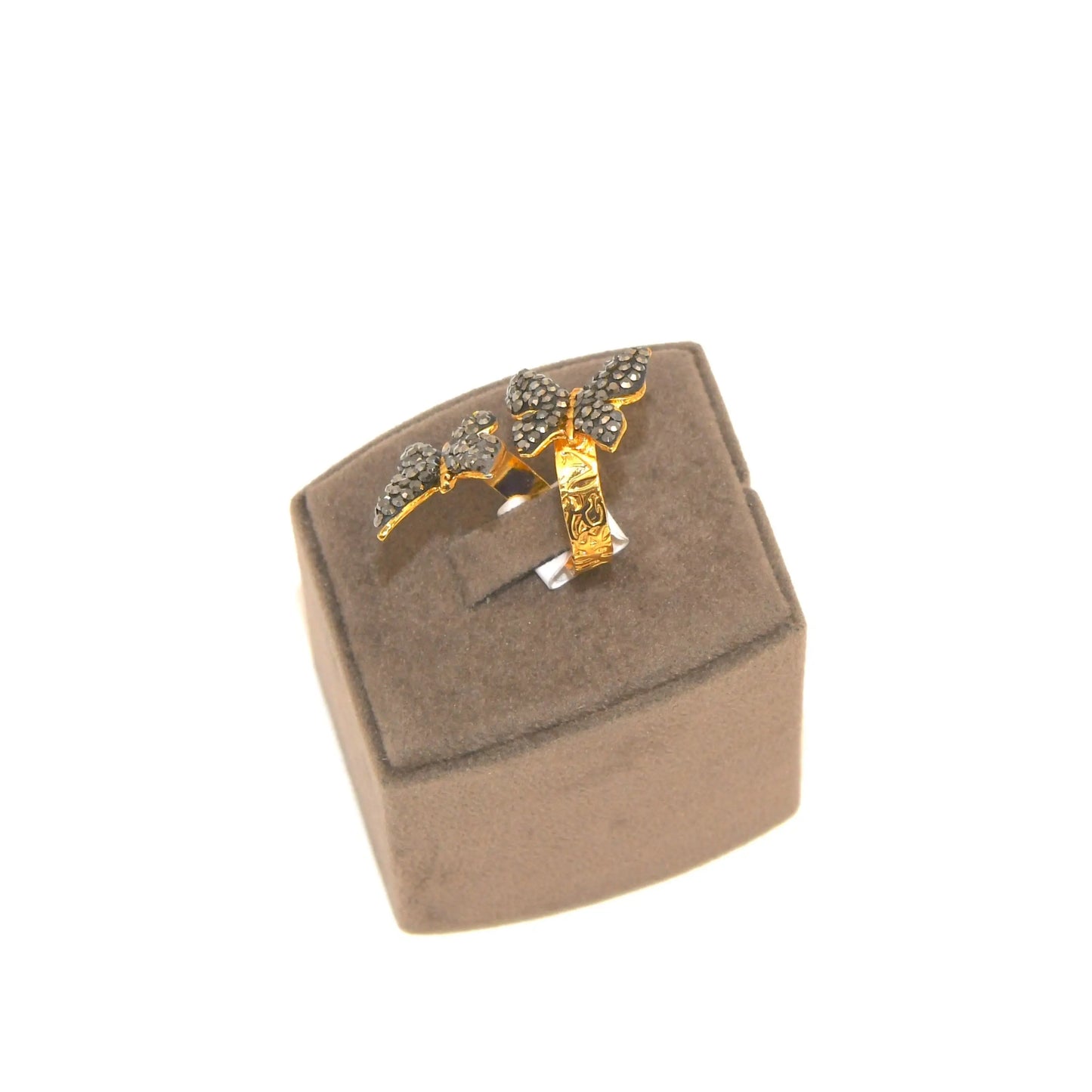 Black Zirconia Butterfly Ring Hey Bou