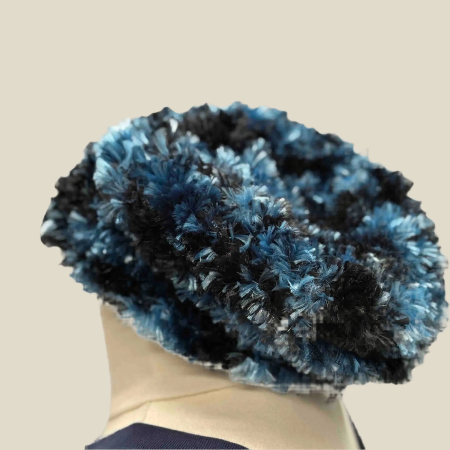 Blue Fluffy Knitted Child Beanie 44-52cm H 19cm HeyBou - Made by Lisa