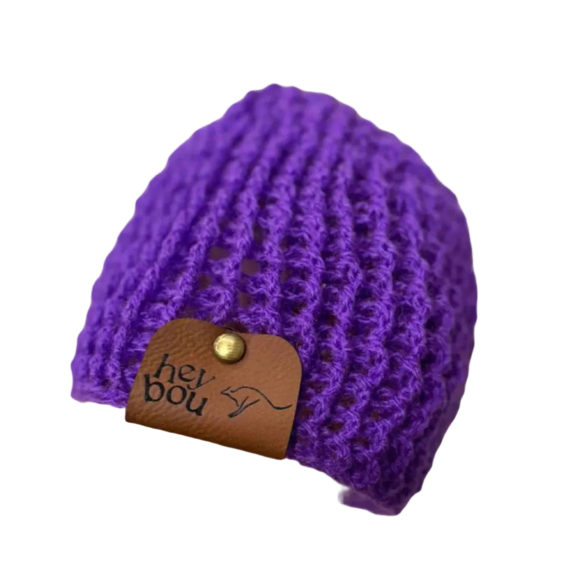 Bright Purple Treble Crochet Ribbed Baby Beanie 33-48cm H 14cm HeyBou - Made by Lisa