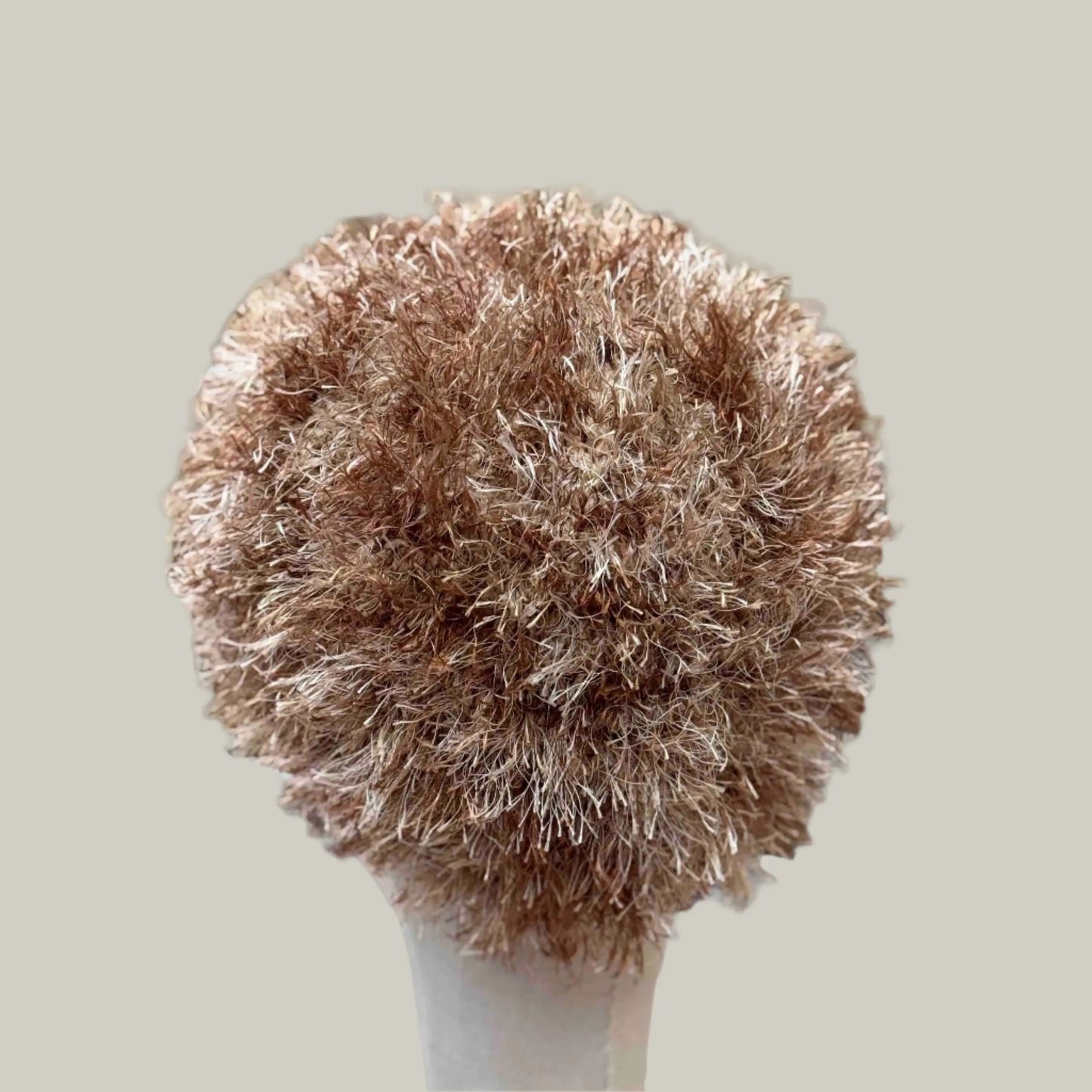 Brown Fluffy Knitted Adult Beanie 52-70cm H 21cm HeyBou - Made by Lisa