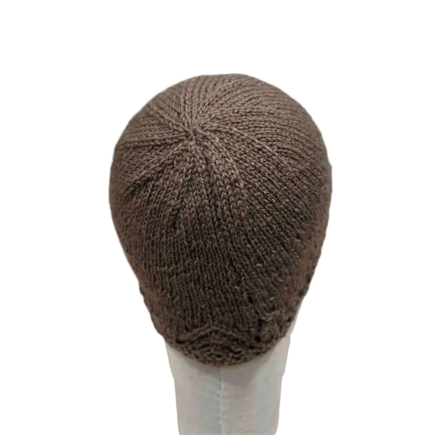 Brown Knitted Lace Edge Child Beanie 42-51cm H 20cm HeyBou - Made by Lisa