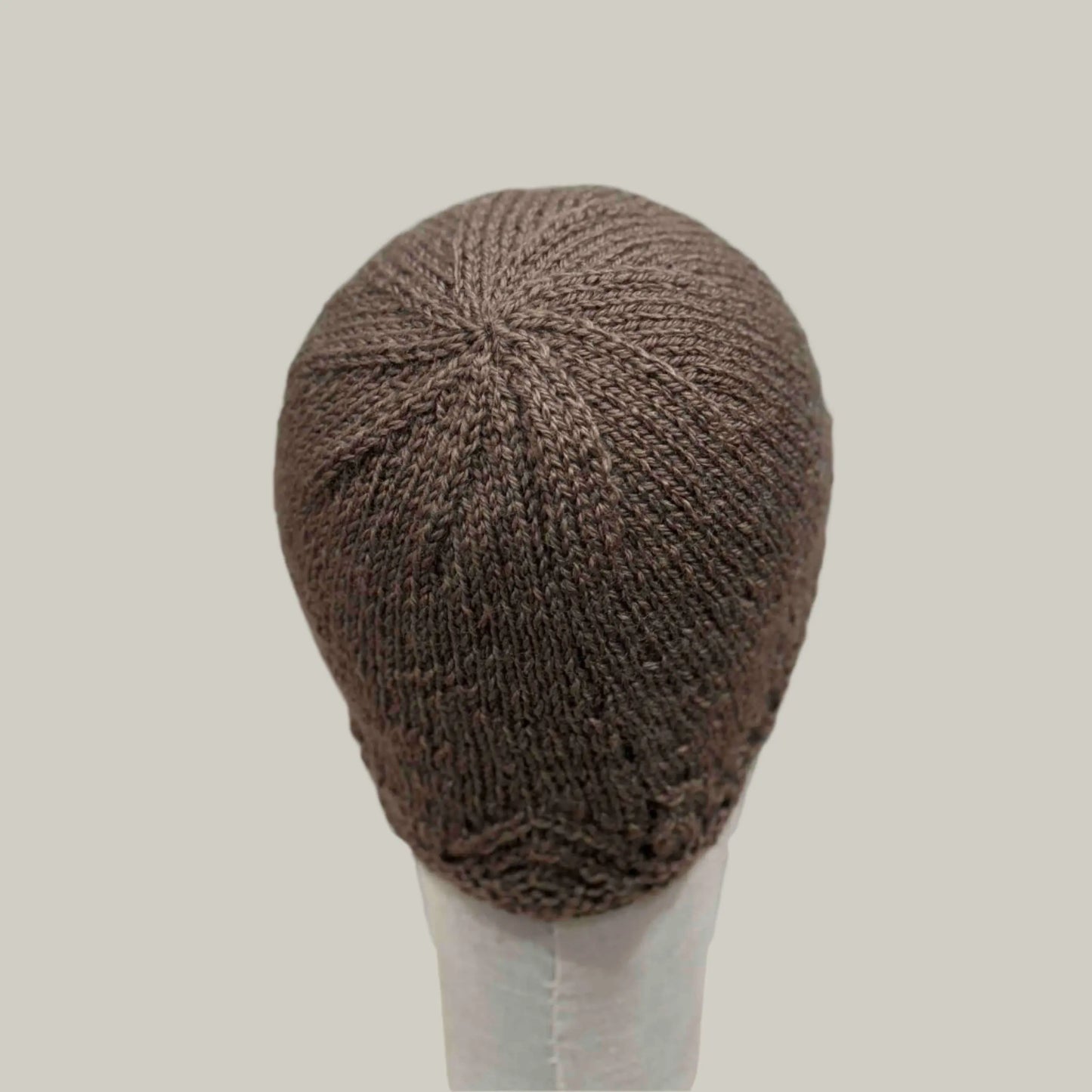 Brown Knitted Lace Edge Child Beanie 42-51cm H 20cm HeyBou - Made by Lisa