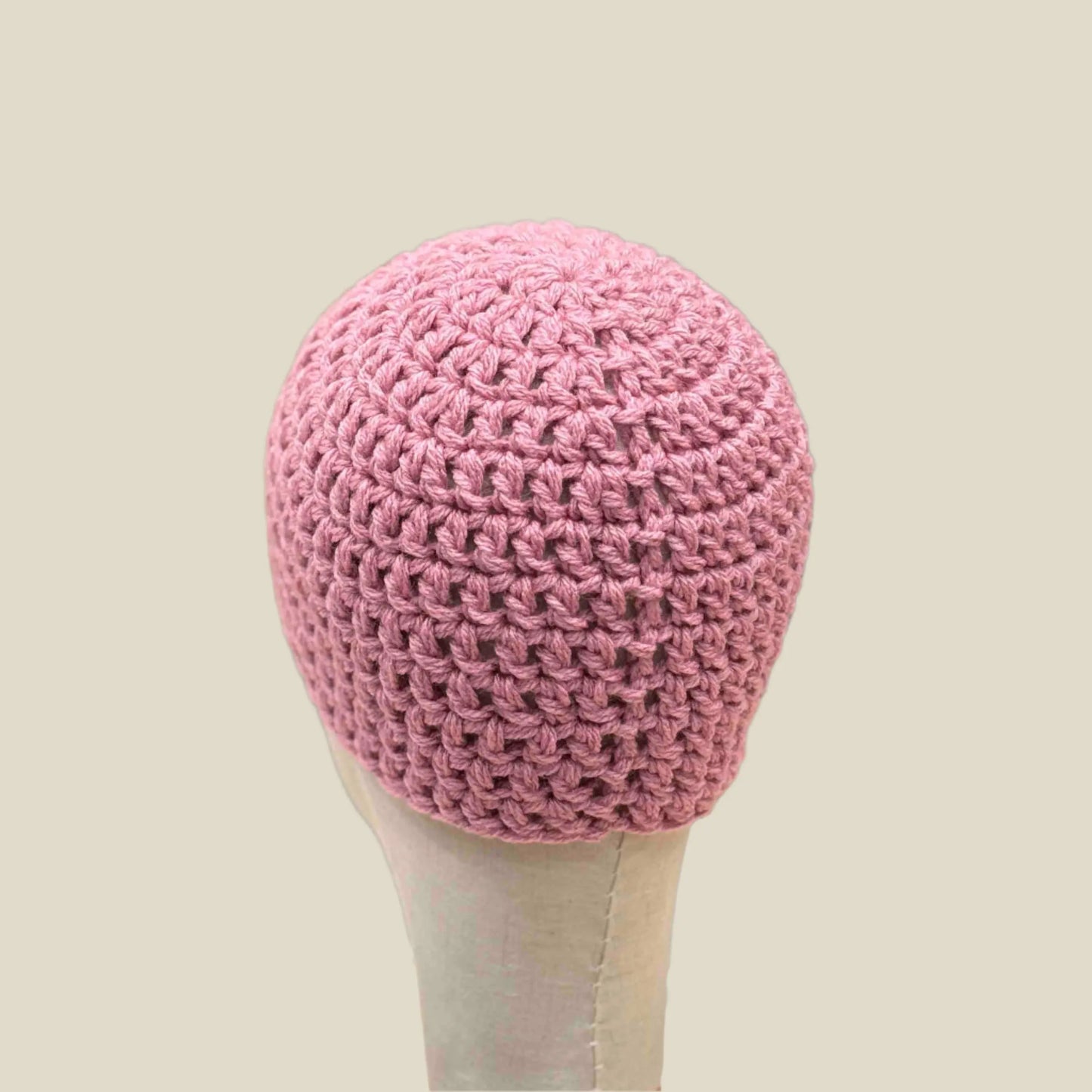 Bulky Antique Pink Double Crochet Child Beanie 46-54cm H 19cm HeyBou - Made by Lisa