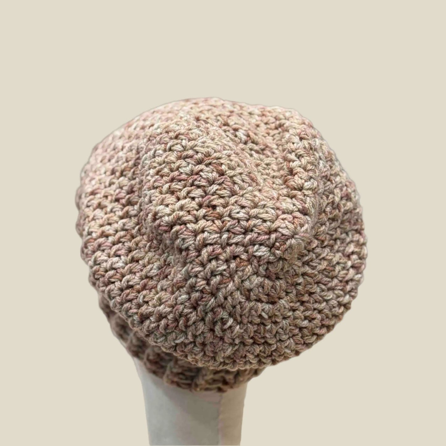 Bulky Multi Brown Double Crochet 4cm Rib Adult Slouchy Beanie 54-67cm H 30cm HeyBou - Made by Lisa