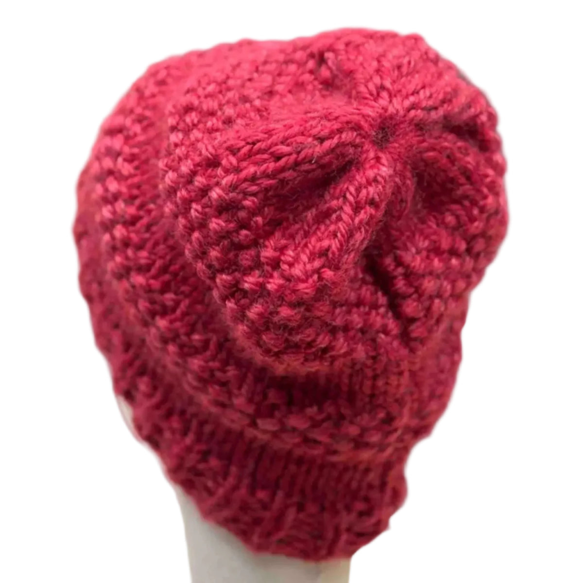 Bulky Red 2 Patterned 5cm Rib Knit Child/Adult Slouchy Beanie 42-60cm H 25cm HeyBou - Made by Lisa