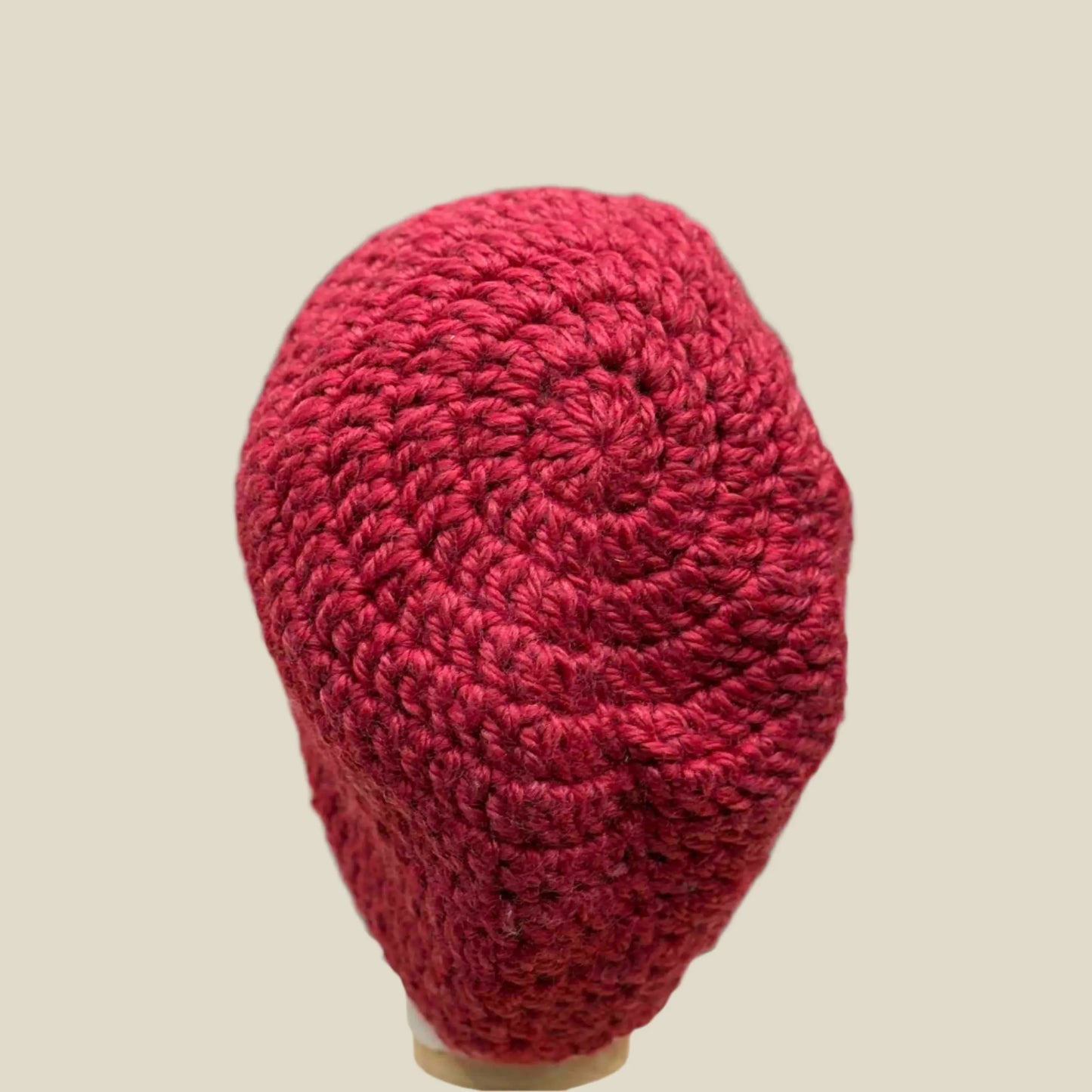 Bulky Red Double Crochet 2XL Adult Beanie 69-87cm H 23cm HeyBou - Made by Lisa