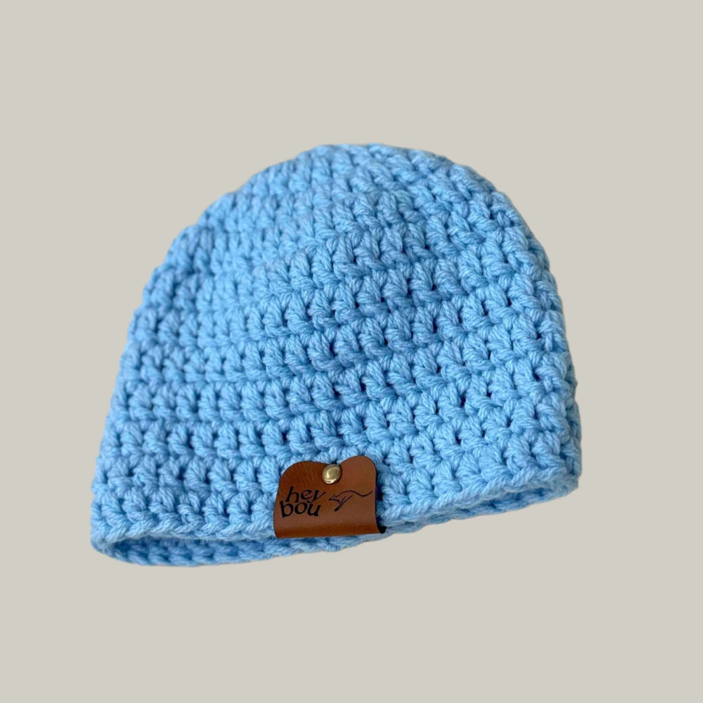Bulky Sky Blue Double Crochet Child Beanie 41-52cm H 18cm HeyBou - Made by Lisa