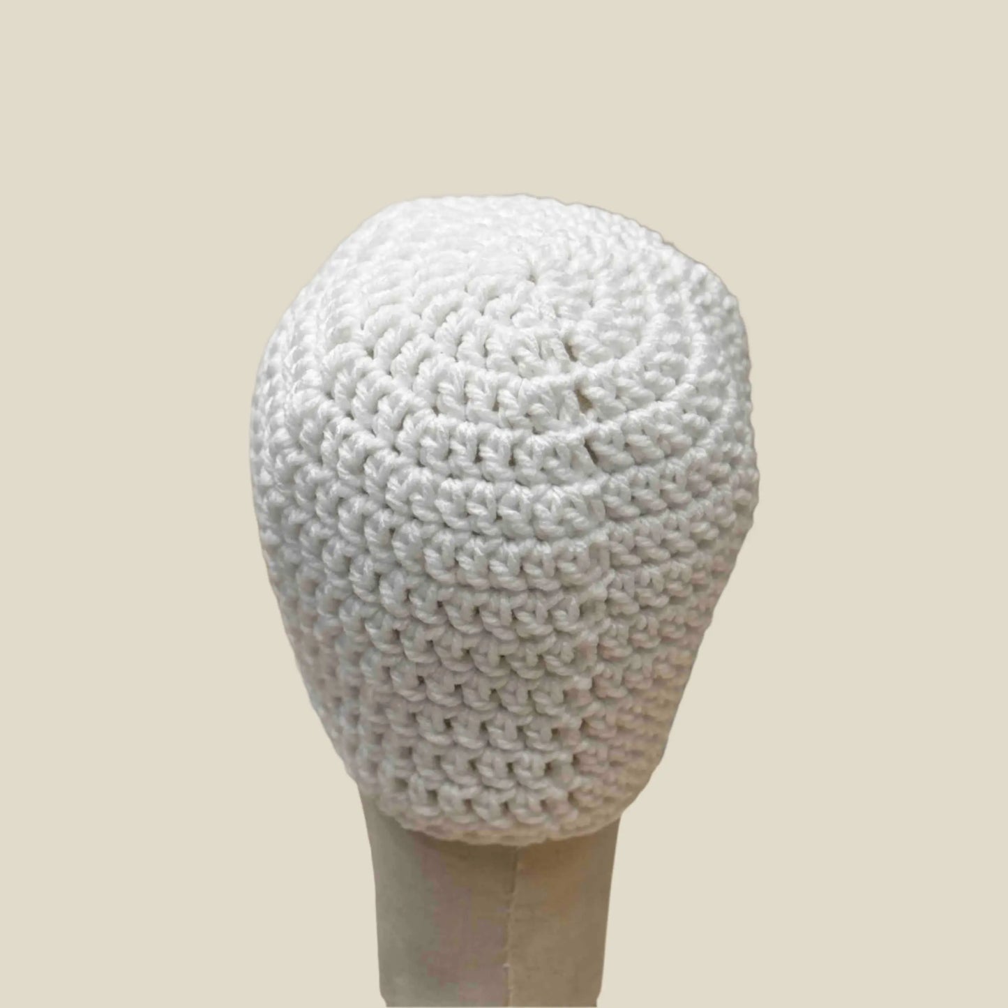 Bulky White Double Crochet Adult Beanie 54-67cm H21cm HeyBou - Made by Lisa