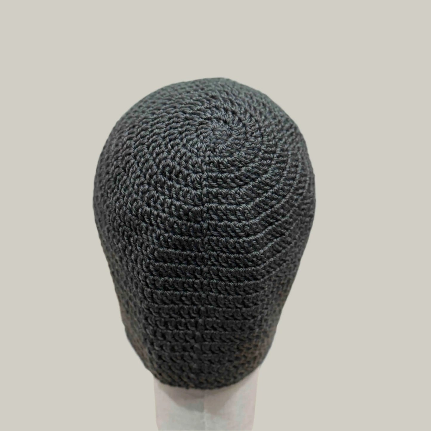 Dark Grey Double Crochet Adult Beanie 54-70cm H 21cm HeyBou