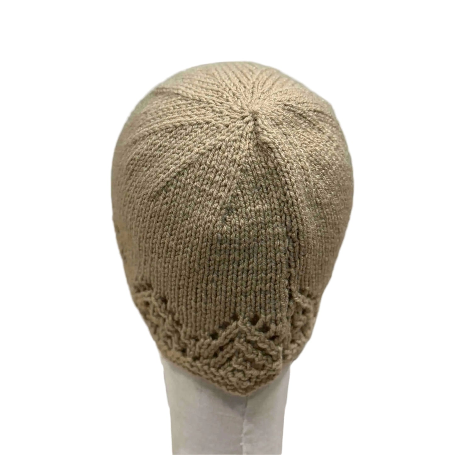 Fawn Knitted Lace Edge Adult Beanie 52-69cm H 20cm HeyBou - Made by Lisa