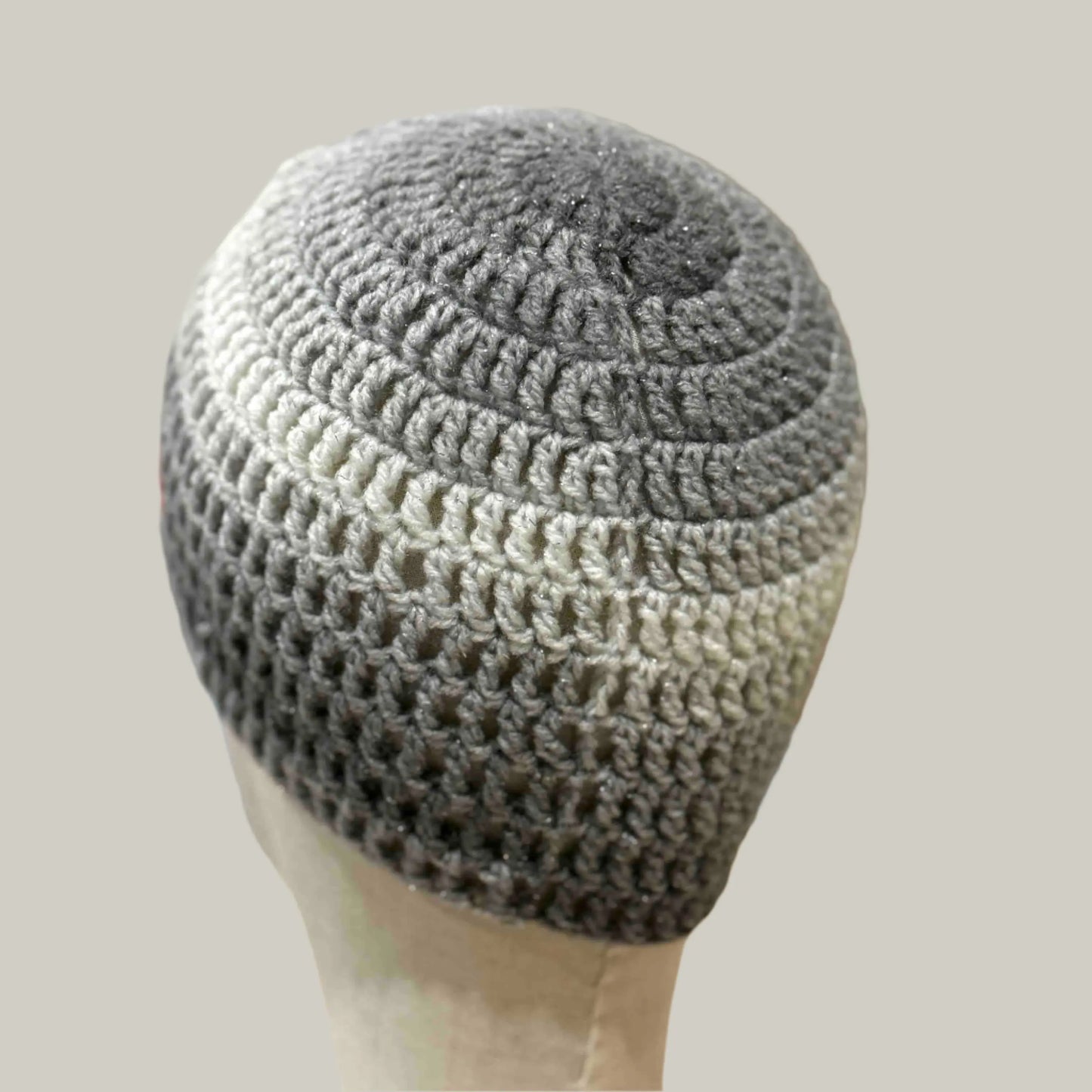 Greys 3 Sparkle Treble Crochet Child/Adult Beanie 47-59cm H 19cm HeyBou