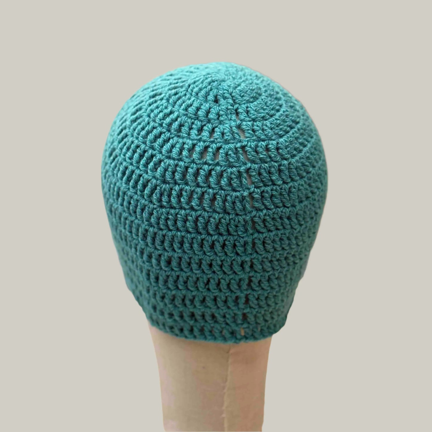 Light Teal Treble Crochet Adult Beanie 53-67cm H 20cm HeyBou - Made by Lisa