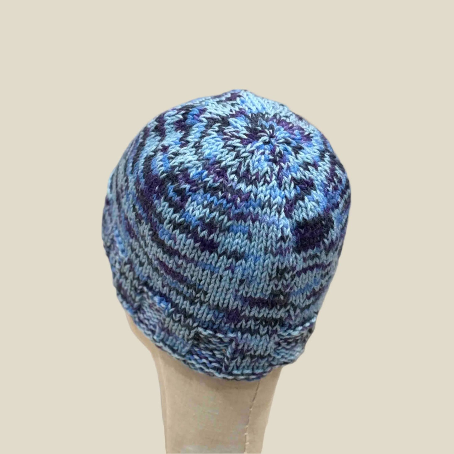 Multi Blues Purple Knitted 4cm Rib Adult Beanie 50-66cm H 19cm HeyBou - Made by Lisa