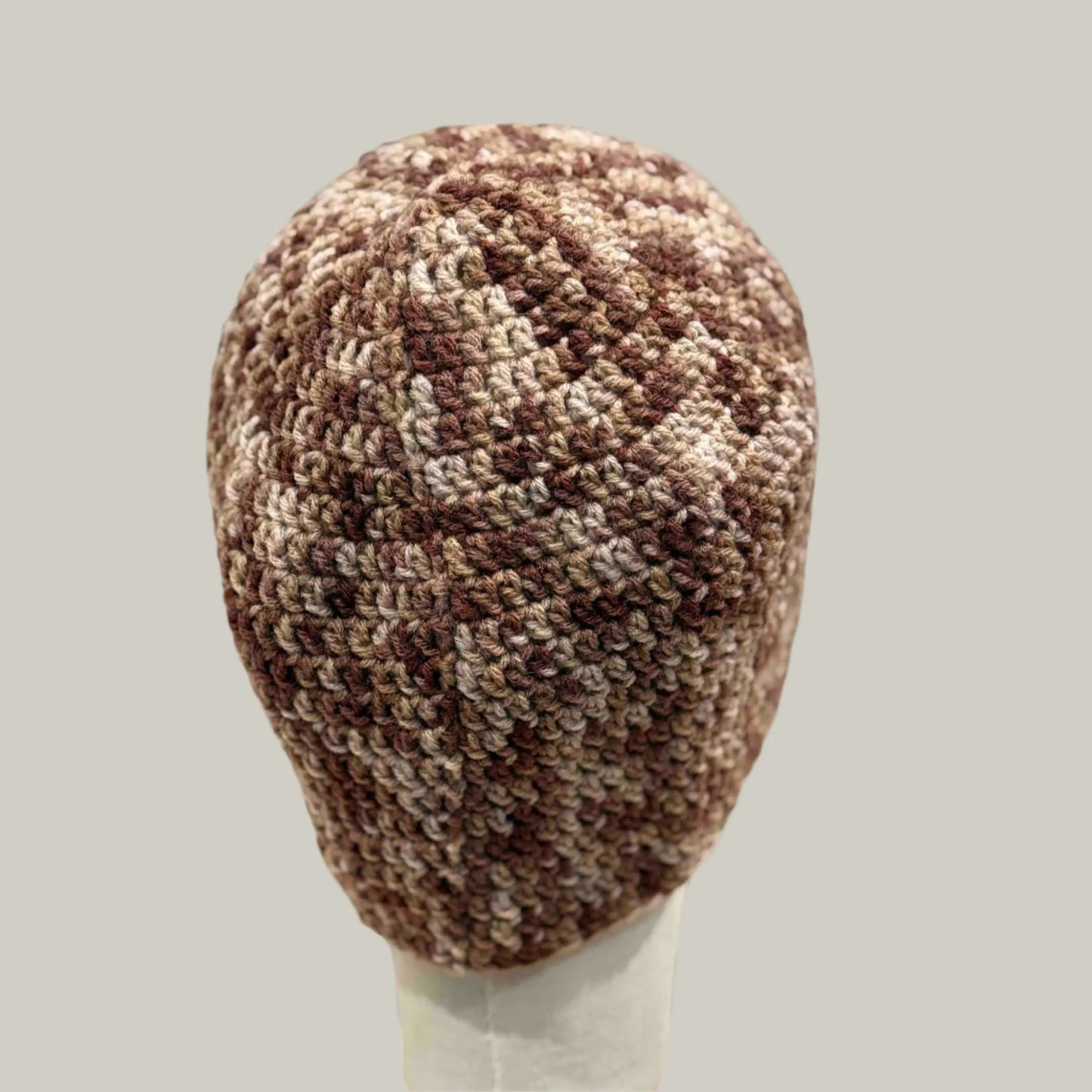 Multi Brown Double Crochet XL Adult Beanie 64-70cm H 23cm HeyBou - Made by Lisa