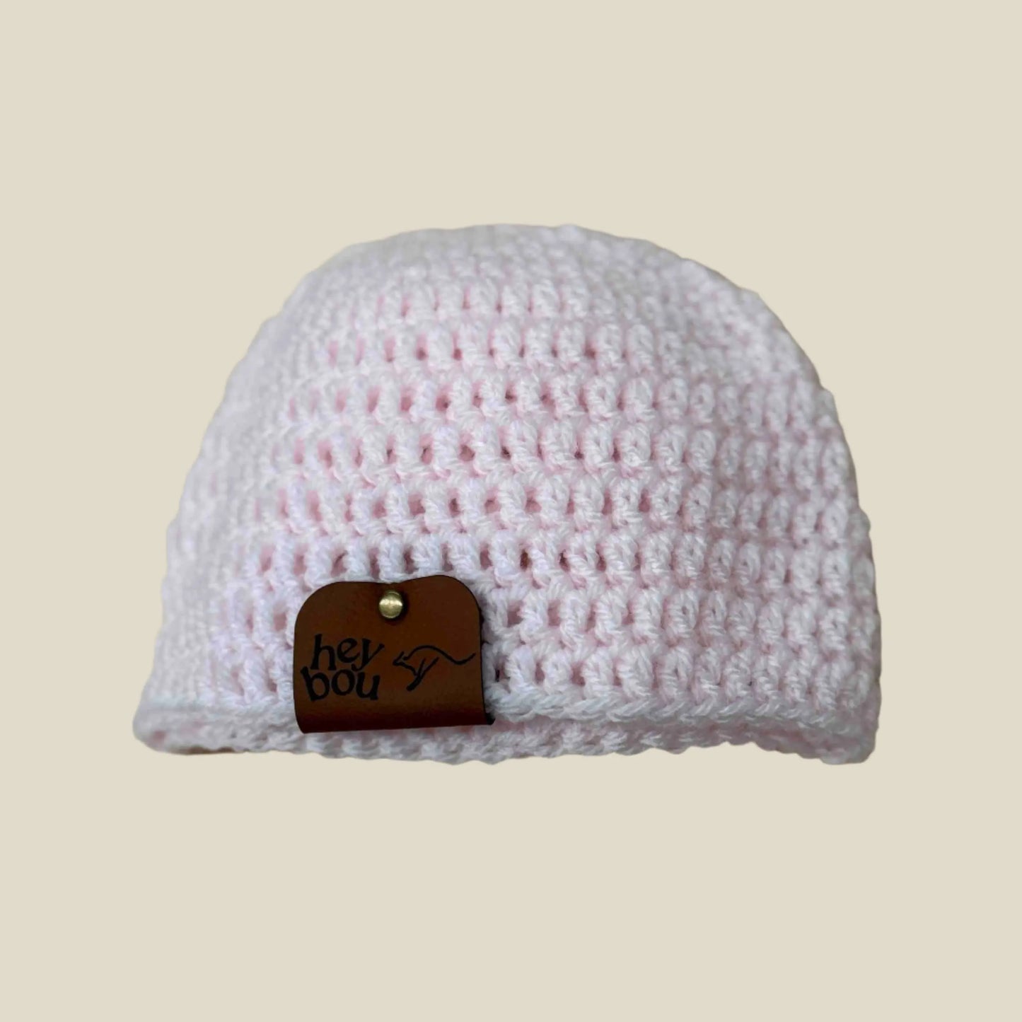 Pale Pink Double Crochet Baby/Child Beanie 40-53cm H 14cm HeyBou - Made by Lisa