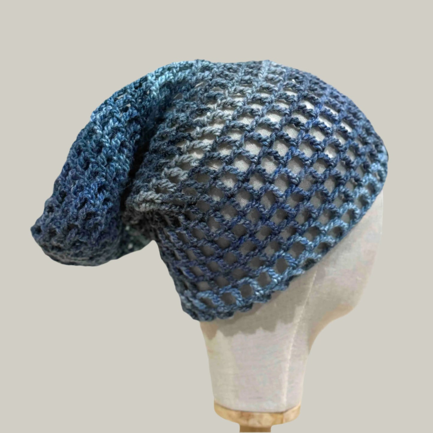 Sierra Blue Child/Adult Treble Crochet Slouchy Beanie 48-64cm H 36cm HeyBou - Made by Lisa