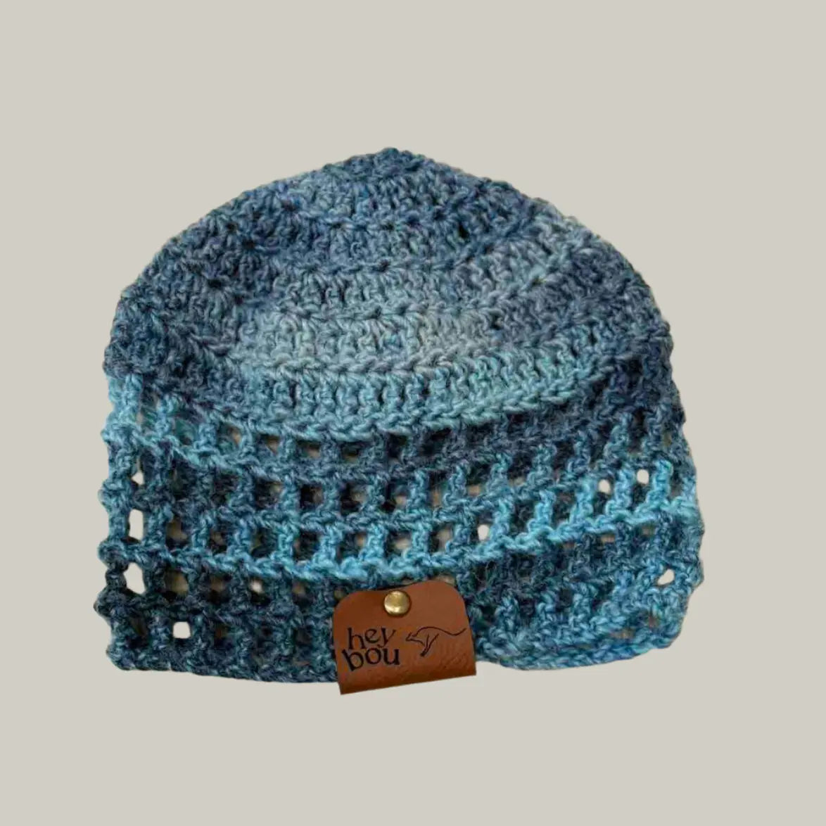 Sierra Blue Treble Crochet Baby Beanie 37-51cm H 17cm HeyBou - Made by Lisa