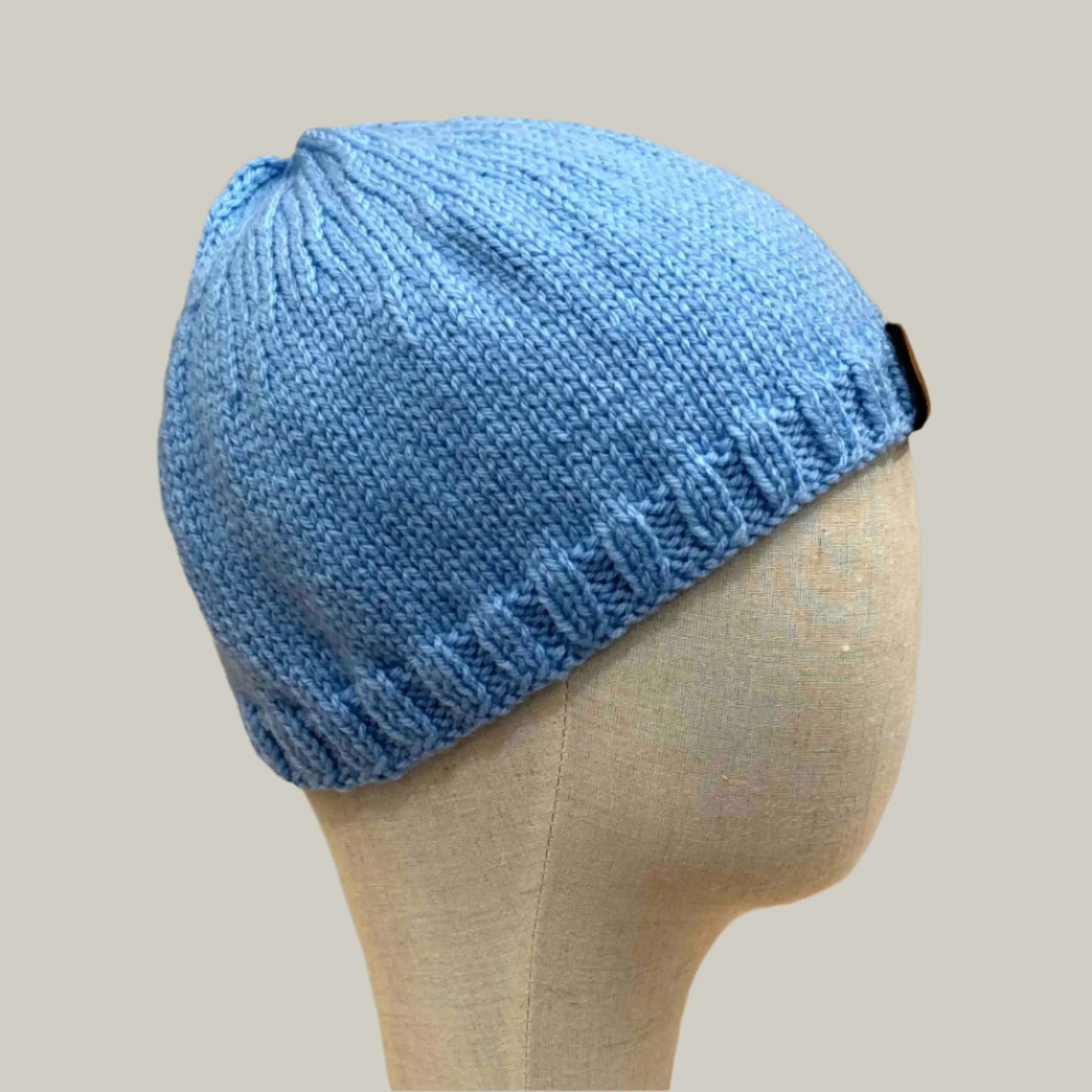 Sky Blue Knit Child/Adult Beanie 48-65cm H 21cm HeyBou - Made by Lisa