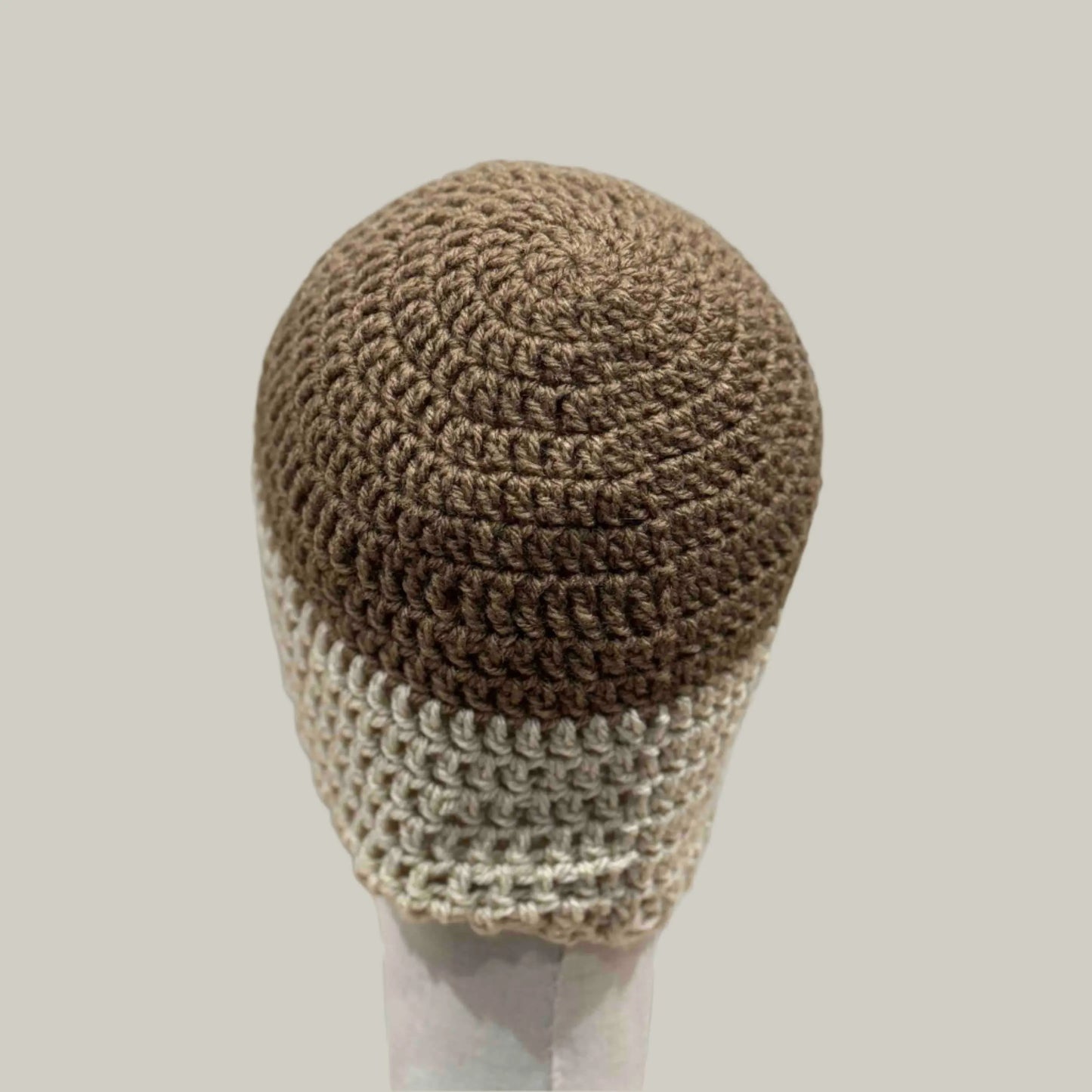 Brown Tan Double Crochet 2cm Rib Adult Beanie 56-68cm H 24cm HeyBou - Made by Lisa