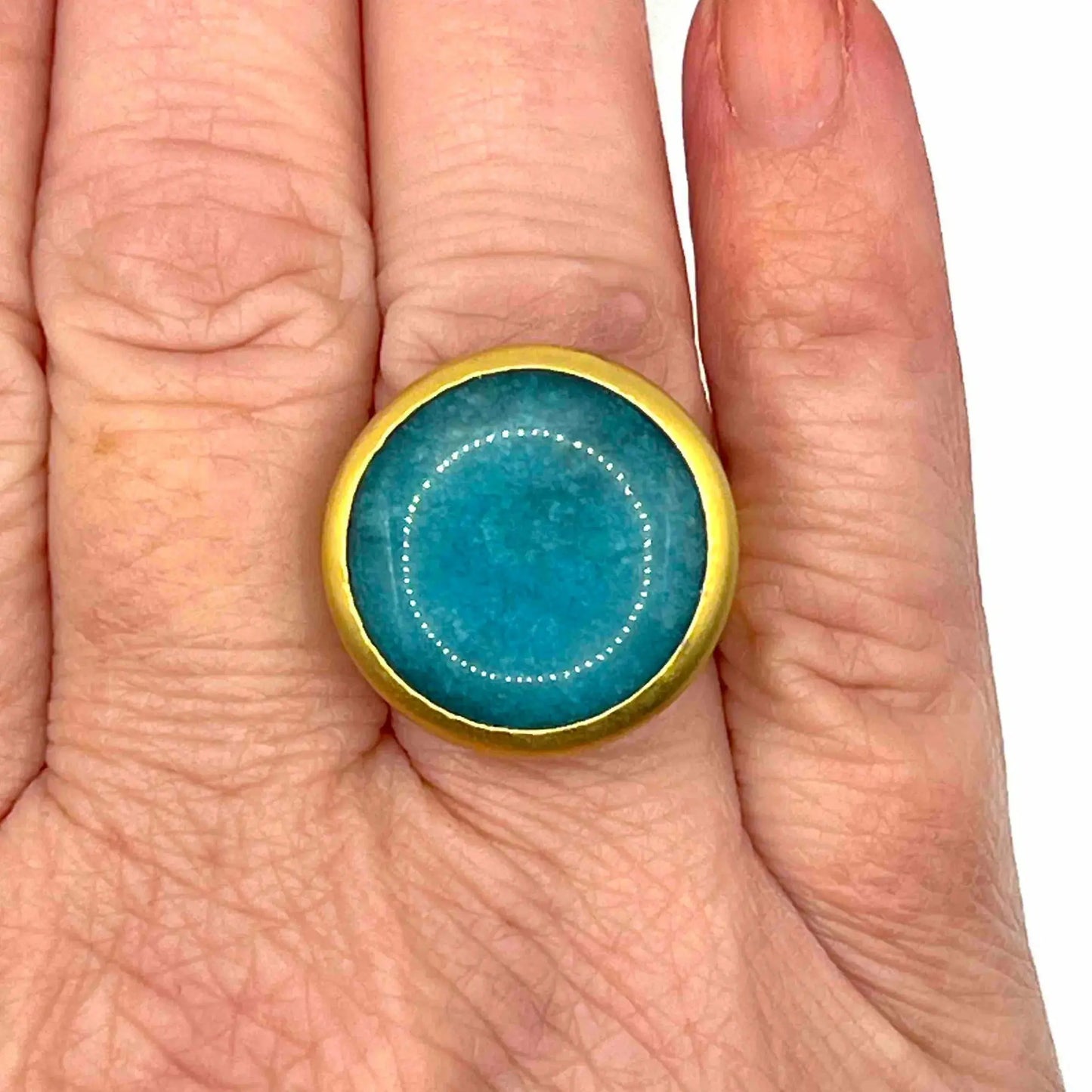 Gold Plated Natural Stone Ring - various colours Hey Bou