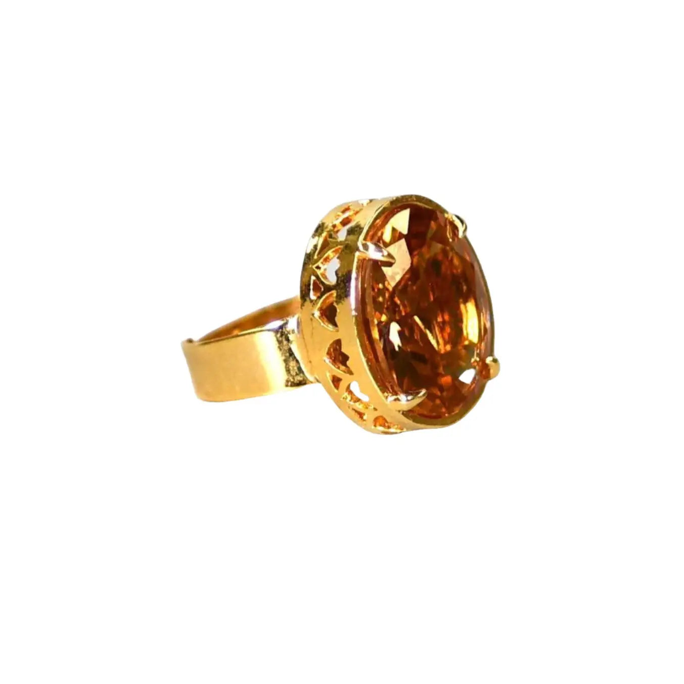 Gold Plated Zultanite Natural Stone Oval Ring Hey Bou