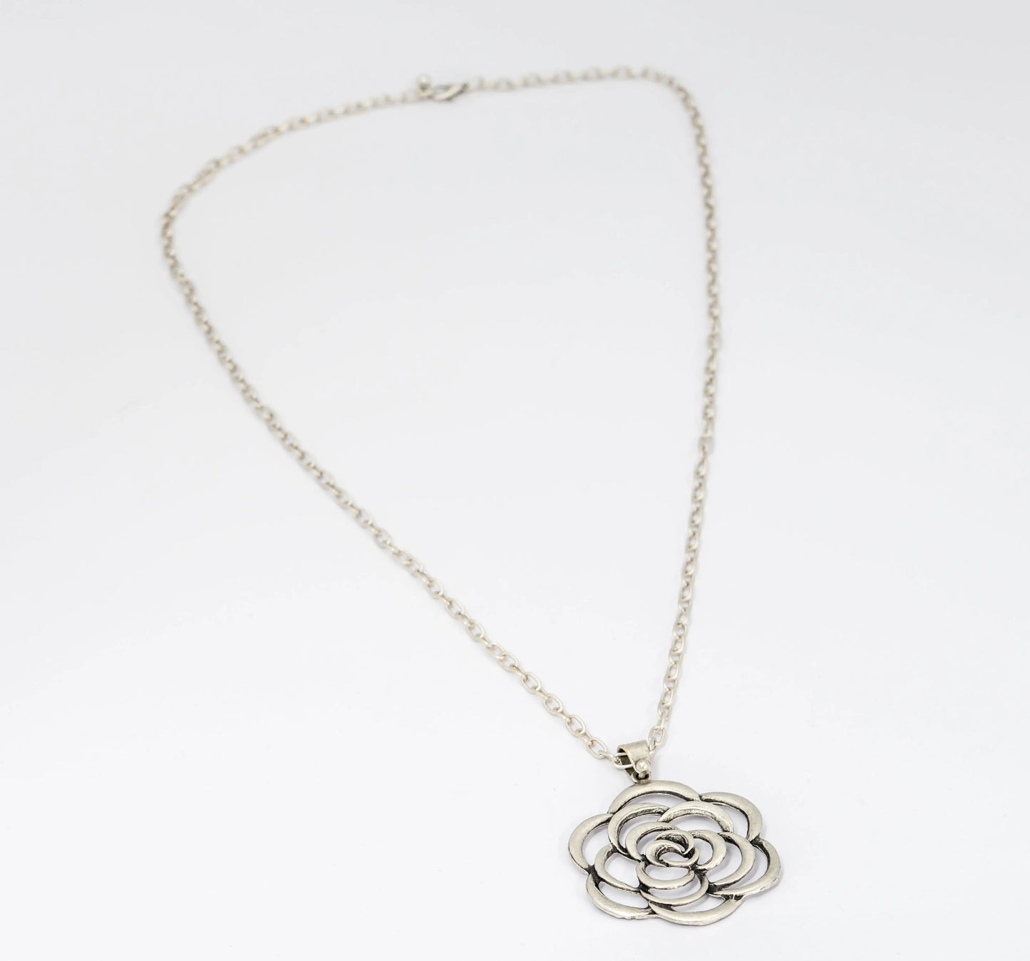 Silver Plated Rose Necklace Hey Bou