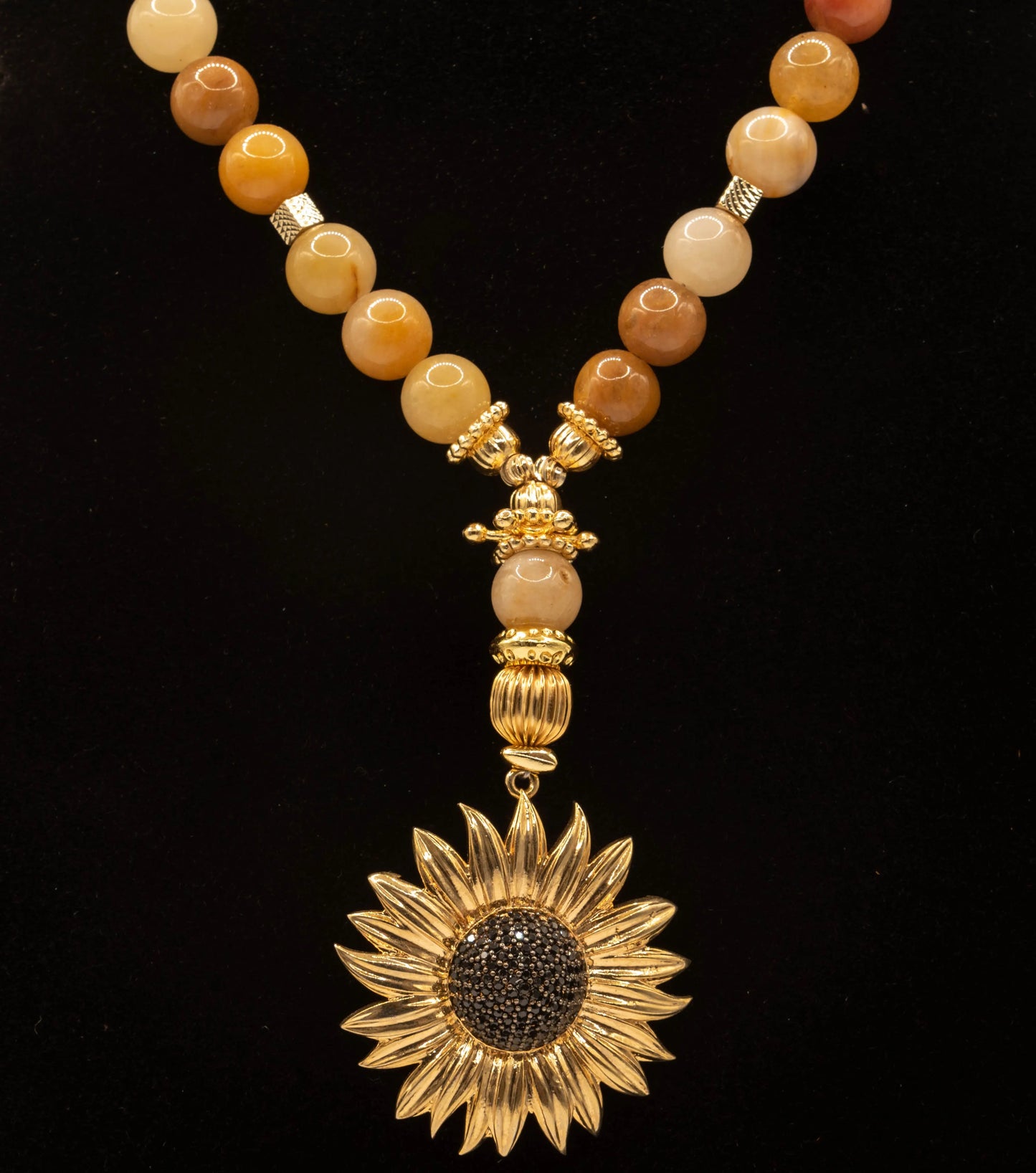 Sunflower - Champagne Natural Stone Bead Necklace Hey Bou