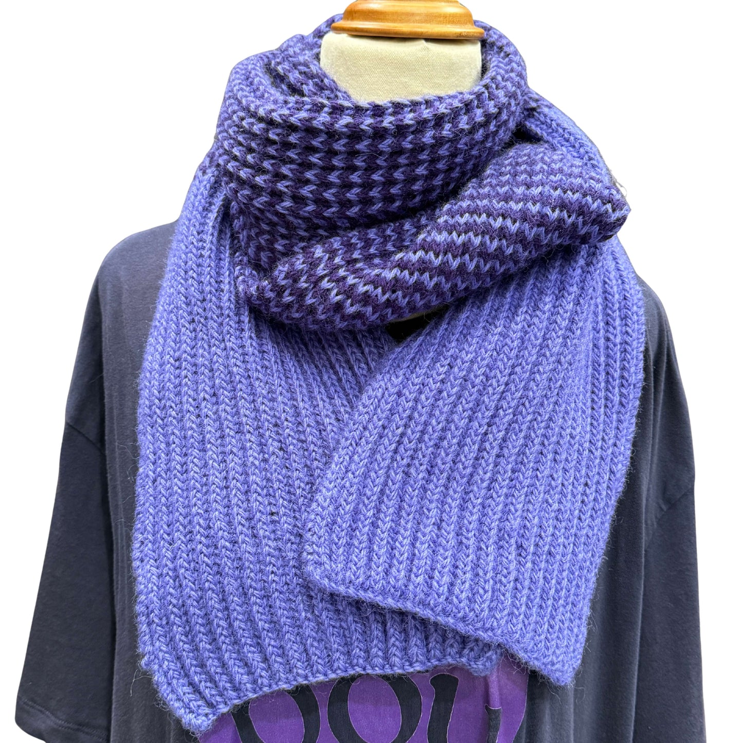 2Purple Rib Knit Scarf 190cm x 17cm HeyBou
