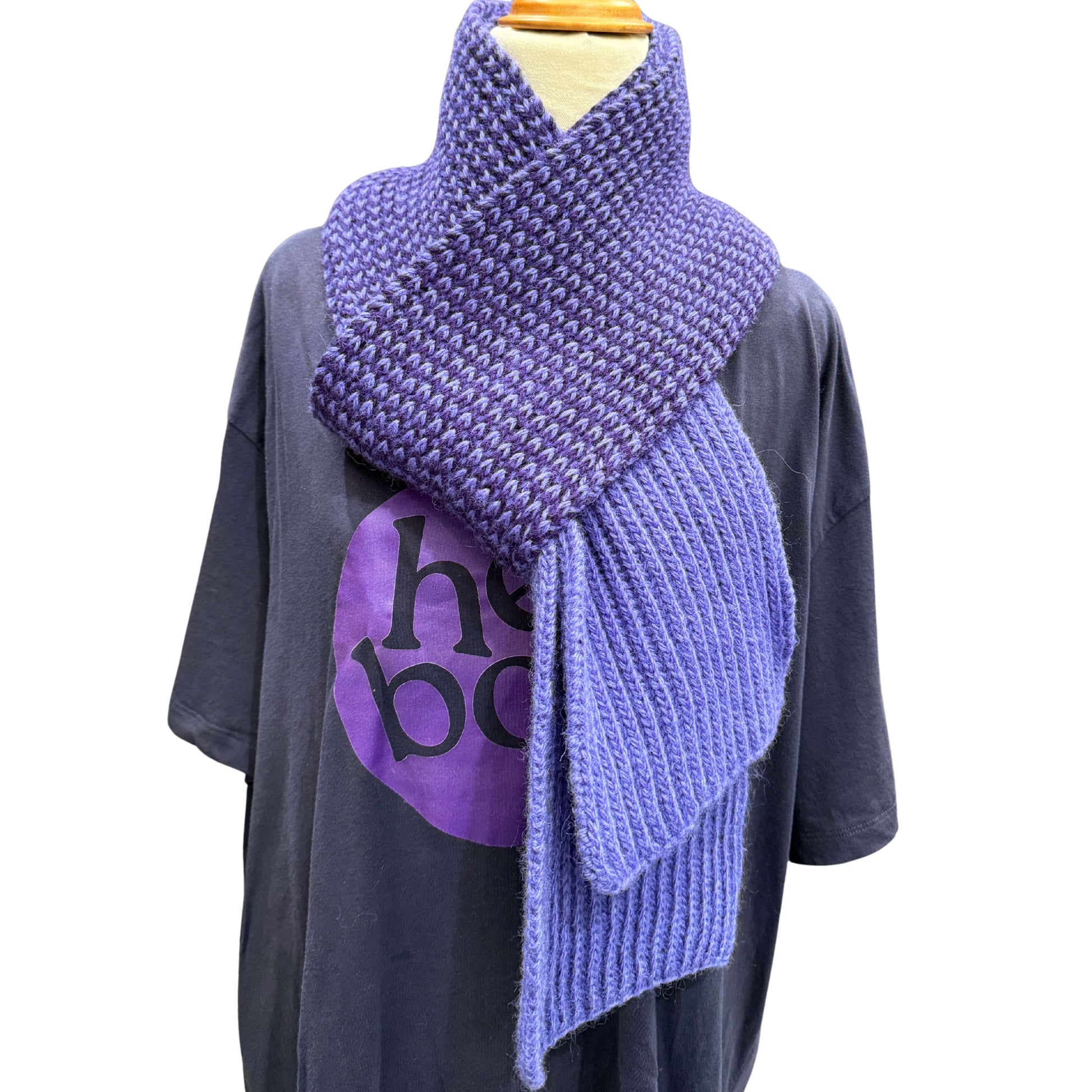 2Purple Rib Knit Scarf 190cm x 17cm HeyBou