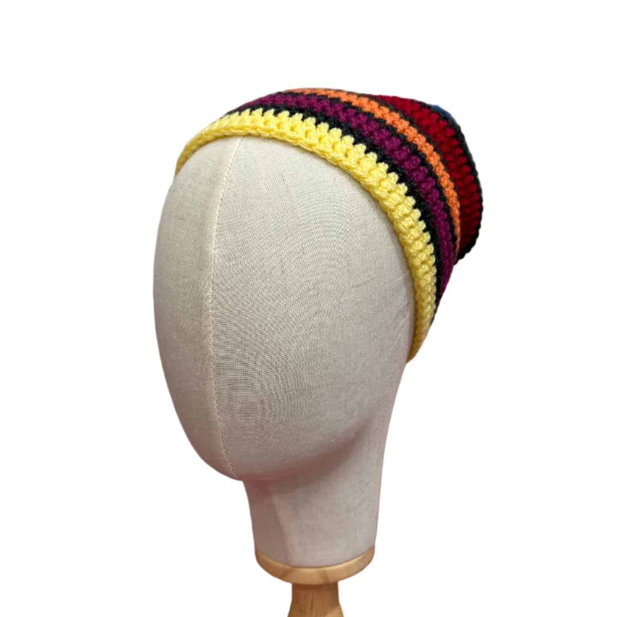 7 Colours Dark Grey Dividing Rows Striped Adult Beanie | Hey Bou
