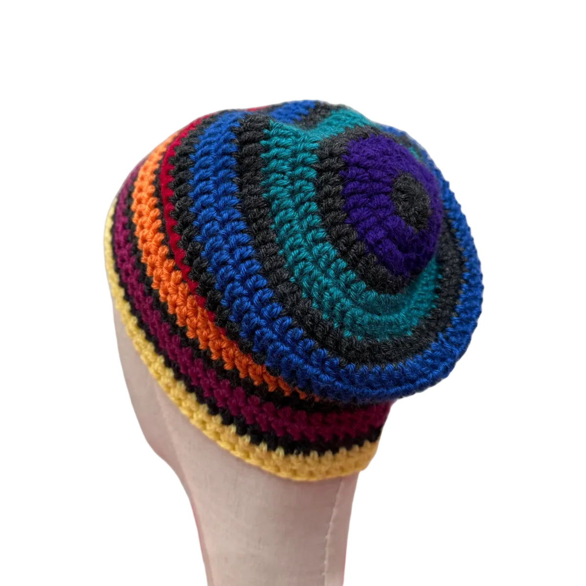 7 Colours Dark Grey Dividing Rows Striped Adult Beanie | Hey Bou