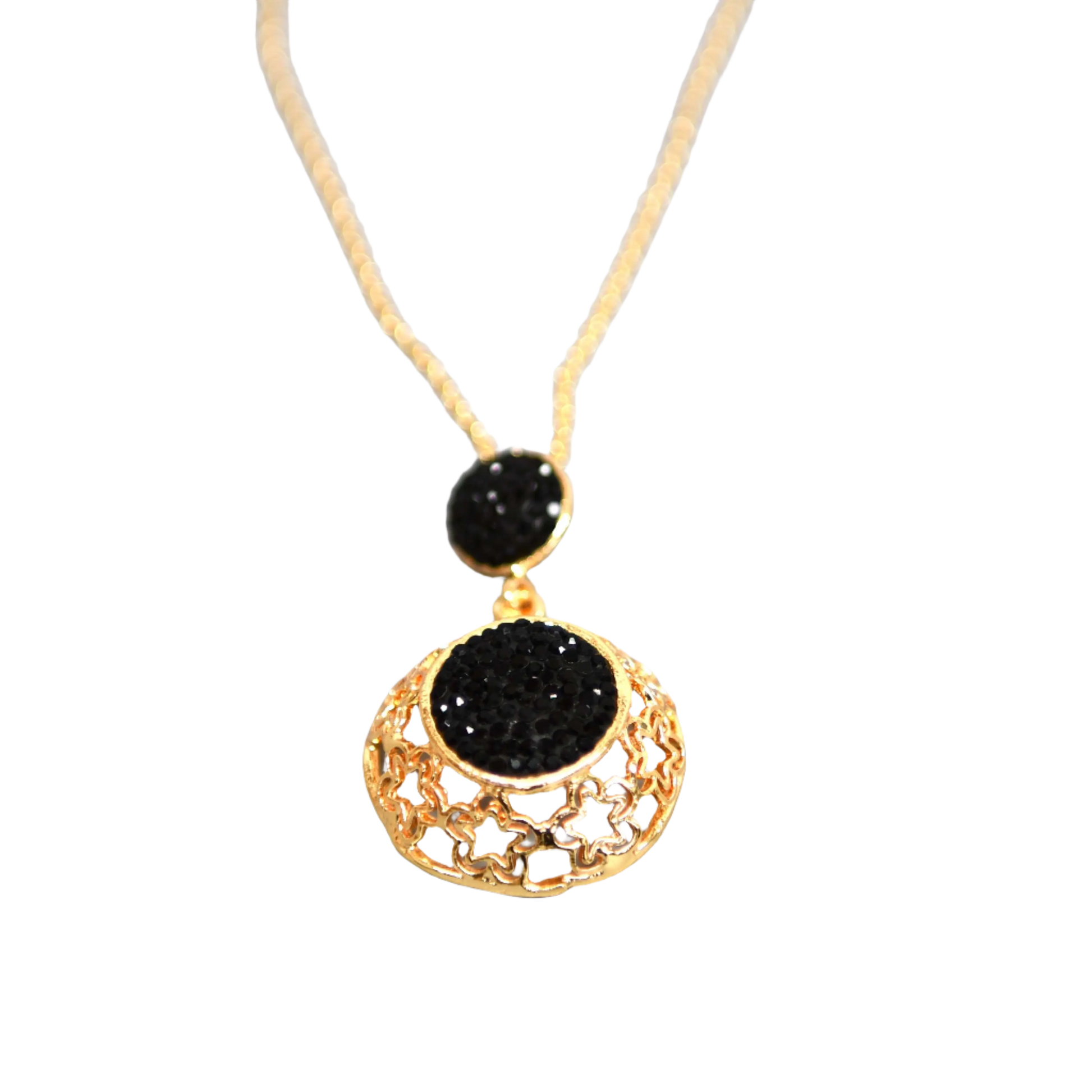 Gold Plated Black Zirconia Necklace Hey Bou