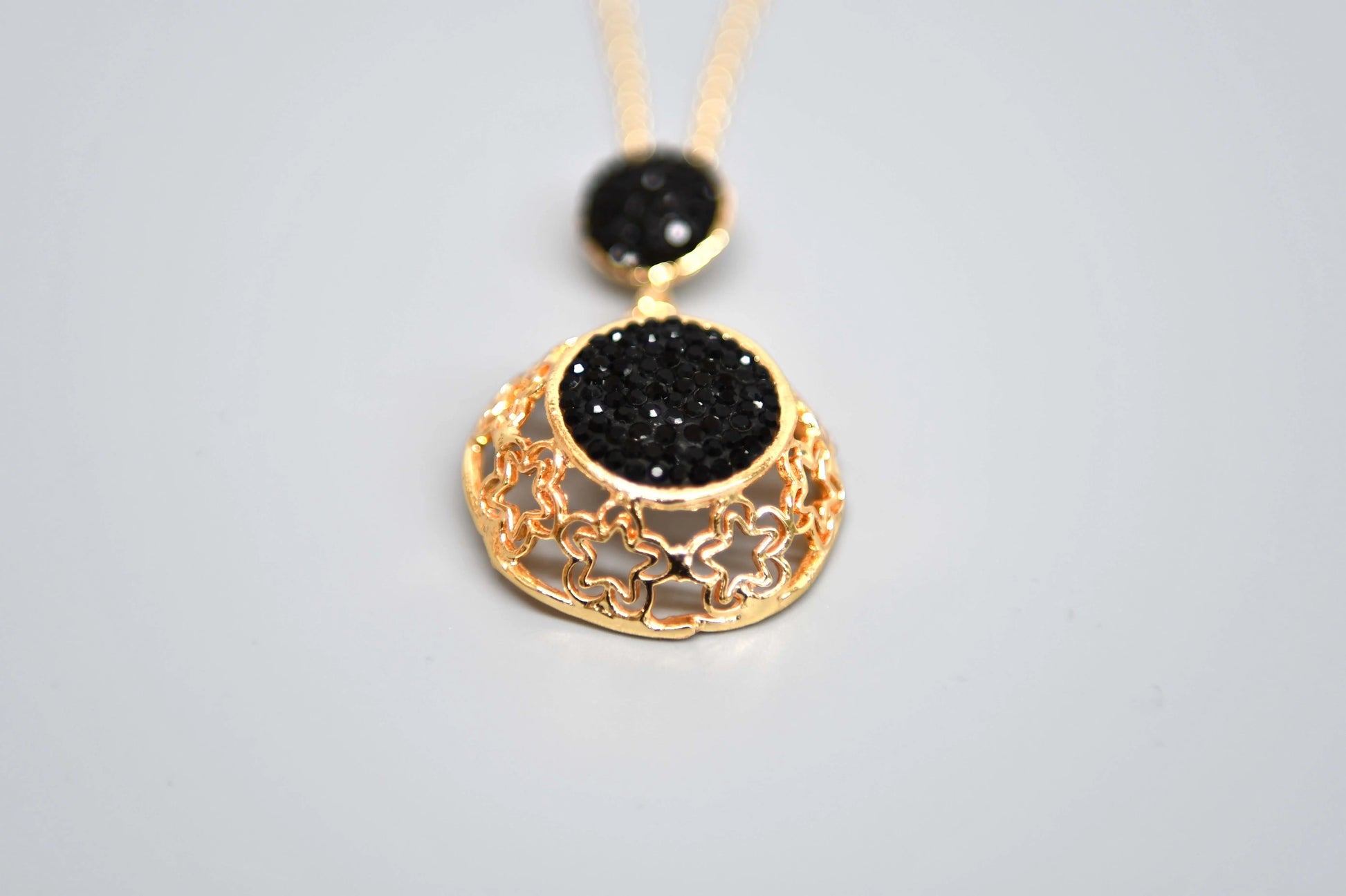 Gold Plated Black Zirconia Necklace Hey Bou