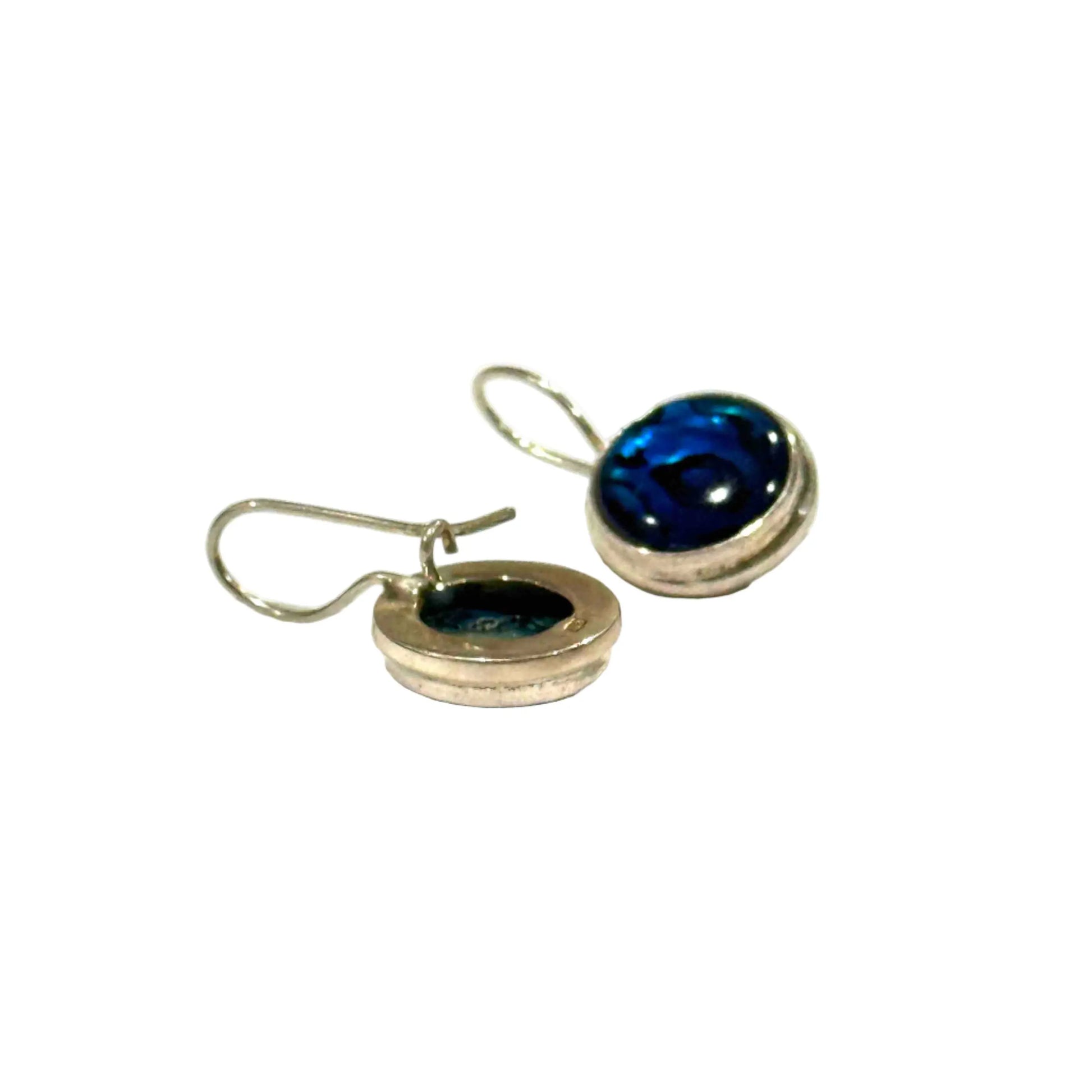 Blue Circle Mother of Pearl Earrings Hey Bou