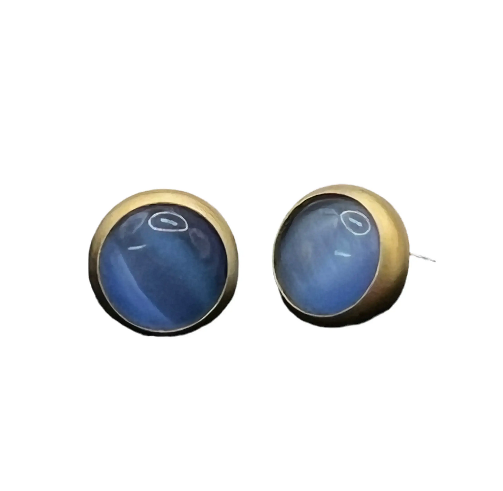 Gold Plated Natural Stone Stud Earrings Hey Bou
