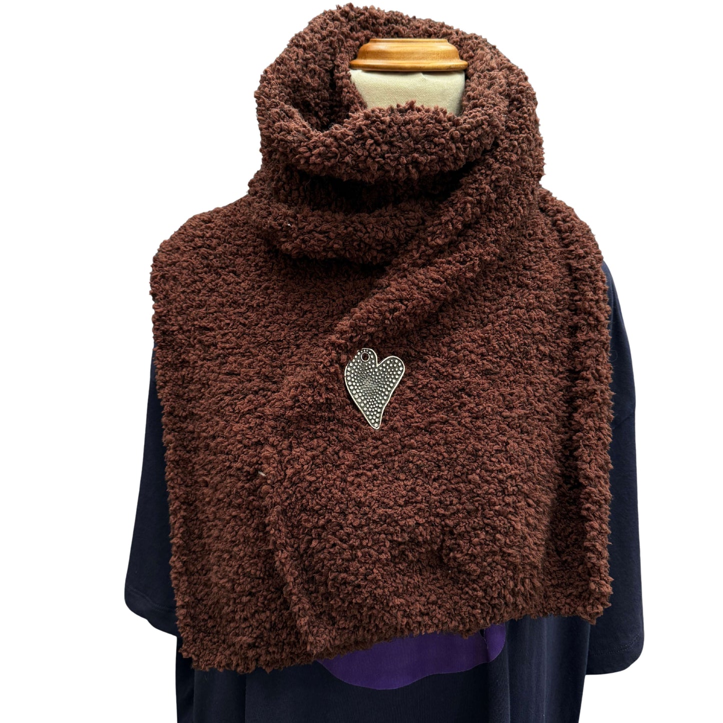 Brown Wide Knit Smooth Scarf HeyBou