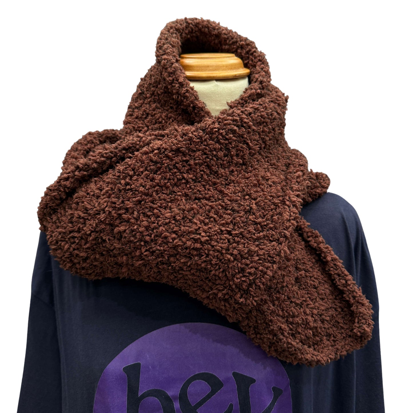 Brown Wide Knit Smooth Scarf HeyBou