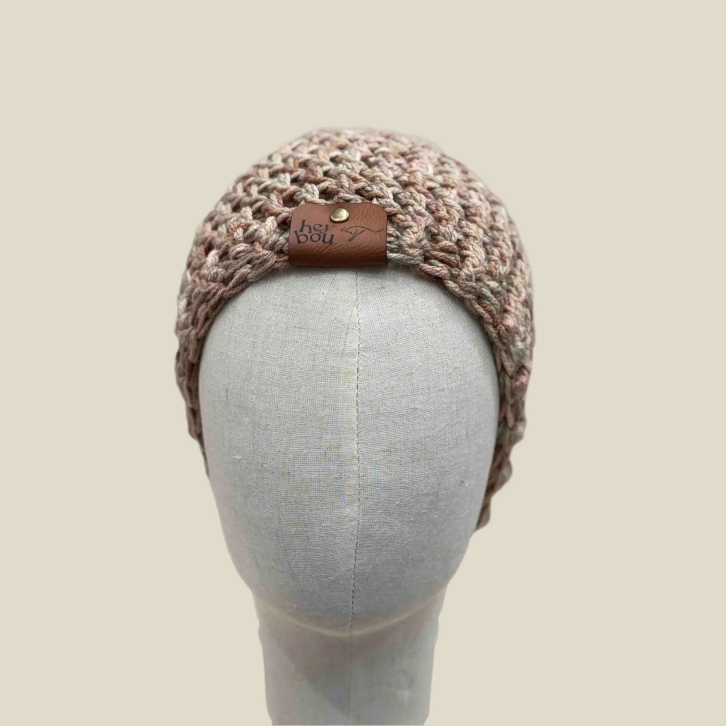 Bulky Multi Brown Double Crochet 2cm Rib Child Slouchy Beanie 43-57cm H 27cm