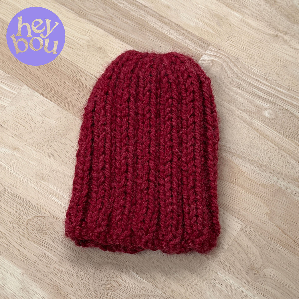Bulky Red Rib Knit Baby to Child Beanie | Hey Bou