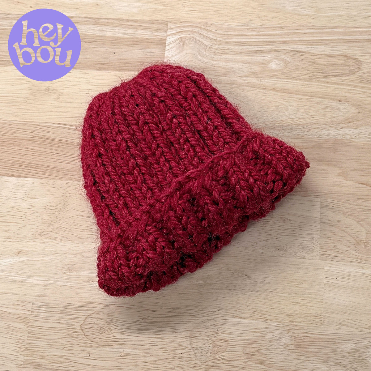 Bulky Red Rib Knit Baby to Child Beanie | Hey Bou