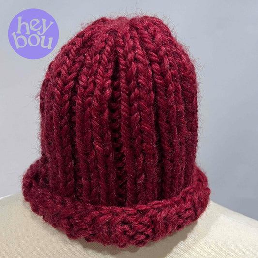 Bulky Red Rib Knit Baby to Child Beanie | Hey Bou