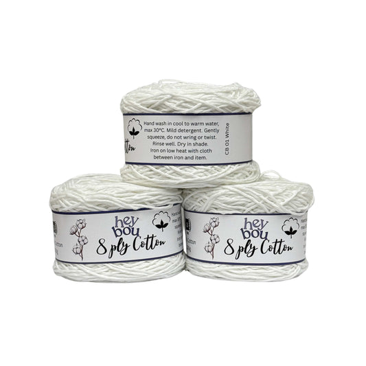8 ply Cotton Yarn, 100% Cotton, 100g Ball HeyBou