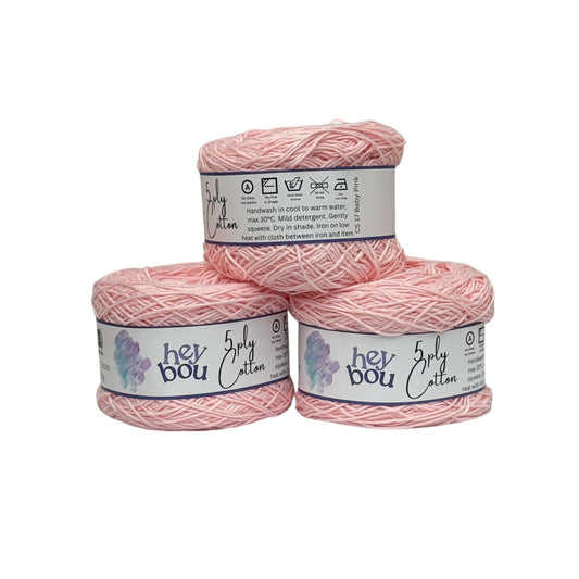 5 ply Cotton Yarn, 100% Cotton, 100g Ball HeyBou