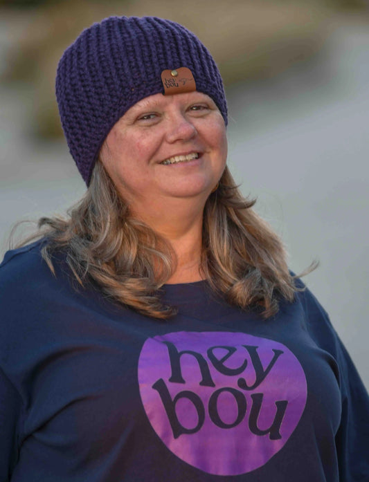 Deep Purple Rib Adult Beanie 53-66cm H 22cm HeyBou - Made by Lisa