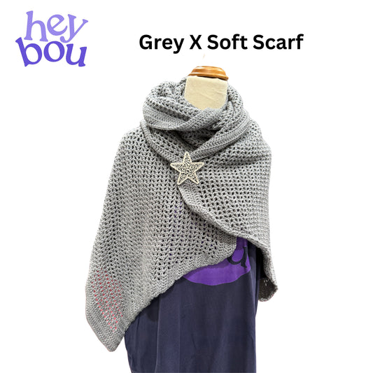 Handmade Grey X Soft Crochet Scarf | Hey Bou