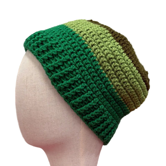 4 Greens Striped Adult Beanie | Hey Bou