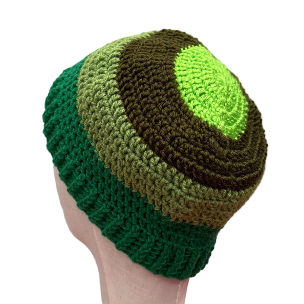 4 Greens Striped Adult Beanie | Hey Bou