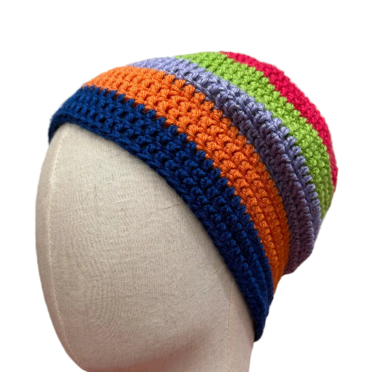 7 Colours Blue Striped Adult Beanie | Hey Bou