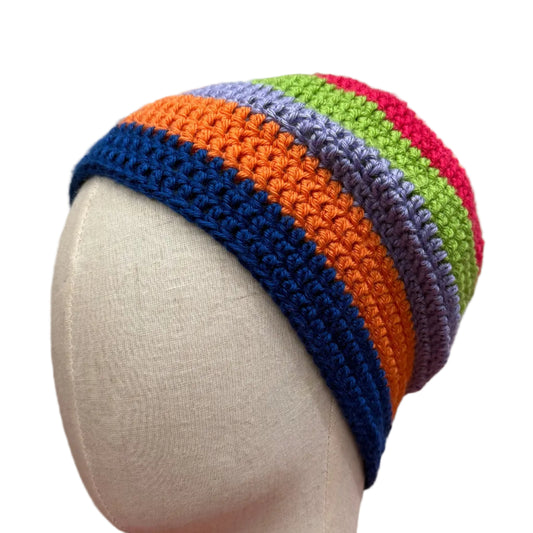7 Colours Blue Striped Adult Beanie | Hey Bou